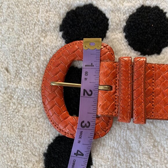 Vintage 90s Ports International Braided Orange Leather Wide Statement Waist Belt - Picture 14 of 14